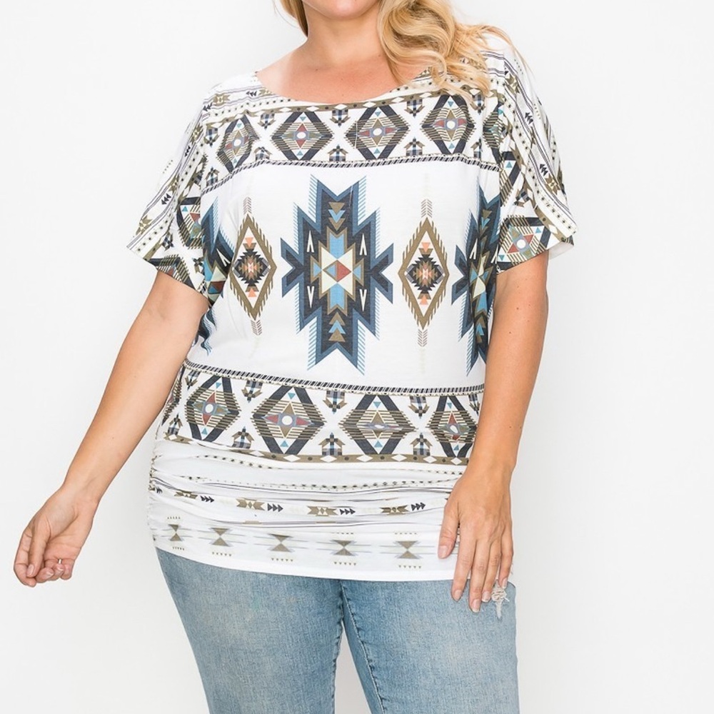Geometric Tribal Print Women's Top MADE IN USA!!